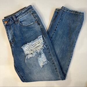 Tobi High Rise Slim Distressed Jeans Medium Wash Size 28